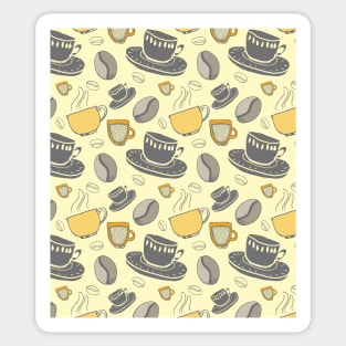 Coffee Pattern Yellow Grey Sticker